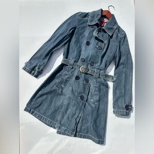 If Your Jeans Could Talk... Women's Denim Trench Size S Coat Dark Blue